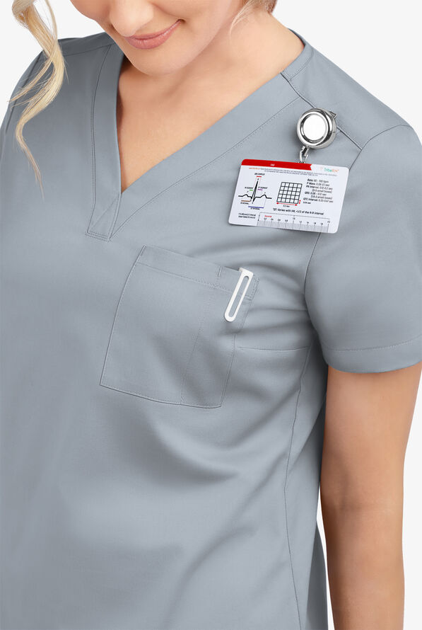 Blusa m&eacute;dica Butter-Soft STRETCH con cuello en V y 2 bolsillos para mujer - Silver - 5