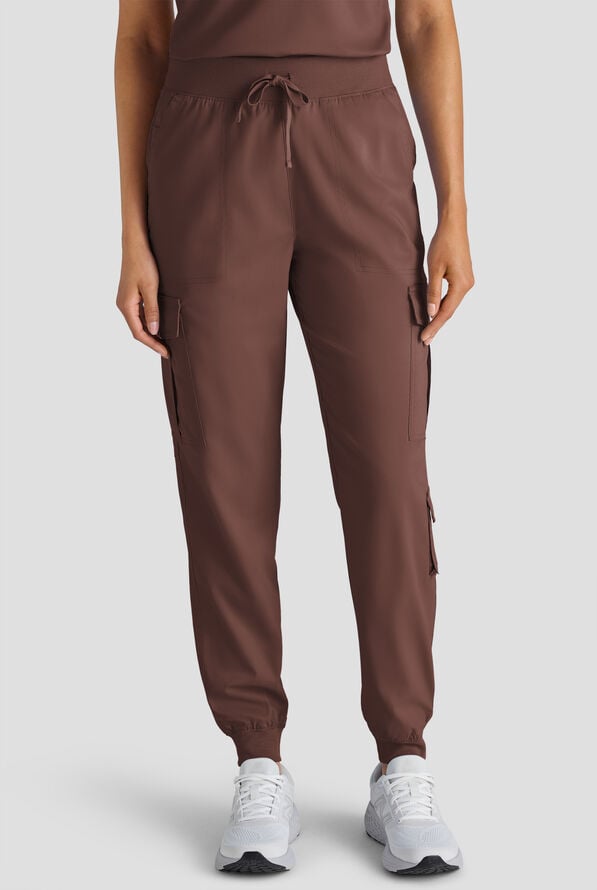 Butter-Soft STRETCH FLXTEK+ Women's 8-Pocket Cargo Jogger Scrub Pant - French Roast - 1