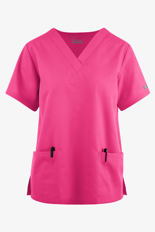 Butter-Soft Originals Women's 2-Pocket V-Neck Scrub Top - Fuchsia - 1