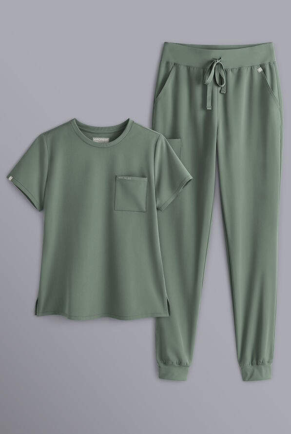 Hypothesis Women's Crew Neck & Jogger Scrub Set - Mineral - 1