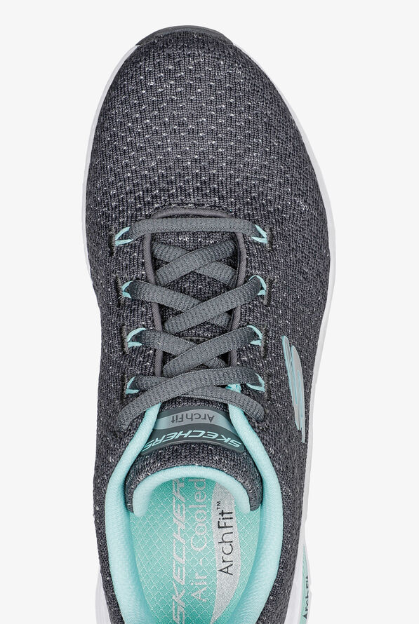 deportivas de Skechers Sport Arch Fit Glee for Gray/Turquoise con cordones para mujer, Calzado de Enfermería