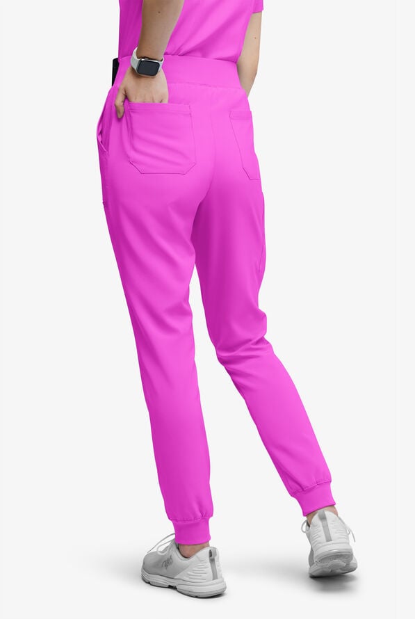 Easy STRETCH Olivia Women's 7-Pocket Slim Leg Jogger Scrub Pants - Electric Fuchsia - 4