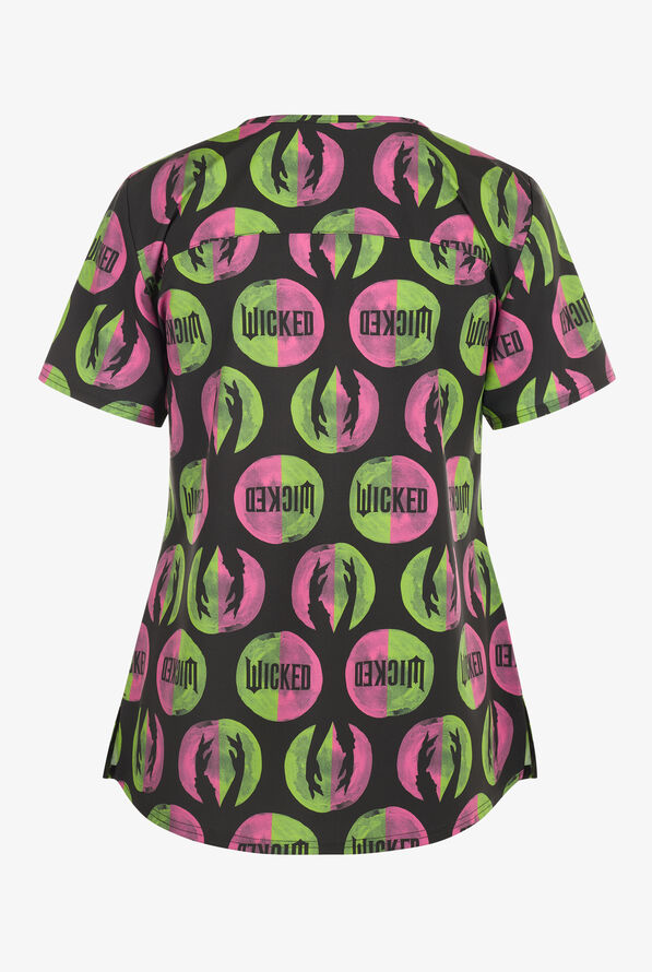 Blusa médica estampada FUNSCRUBS Wicked STRETCH con cuello en V y 2 bolsillos para mujer - null - 2