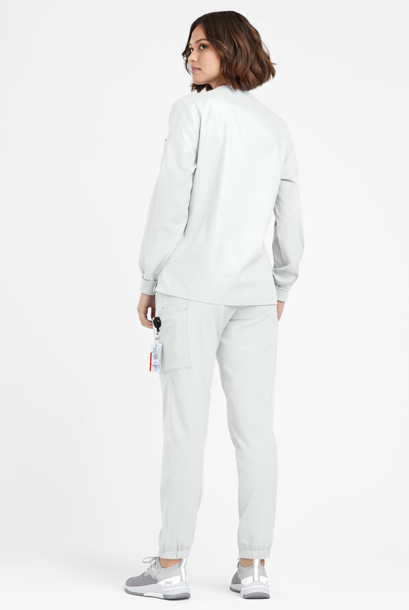 Butter-Soft Originals Women's 7-Pocket Curved V-Neck Long Sleeve Scrub Top - White - 4