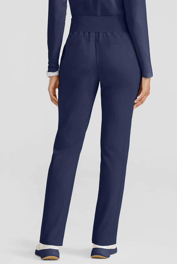 Grey's Anatomy by Barco Spandex STRETCH Renee Women's 6-Pocket High Waisted Straight Leg Scrub Pants - Indigo - 3