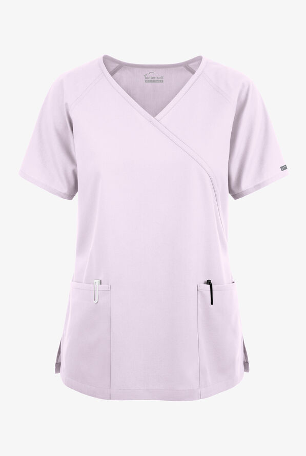 Blusa médica Butter-Soft Originals estilo cruzado con 3 bolsillos para mujer - Orchid Petal - 1