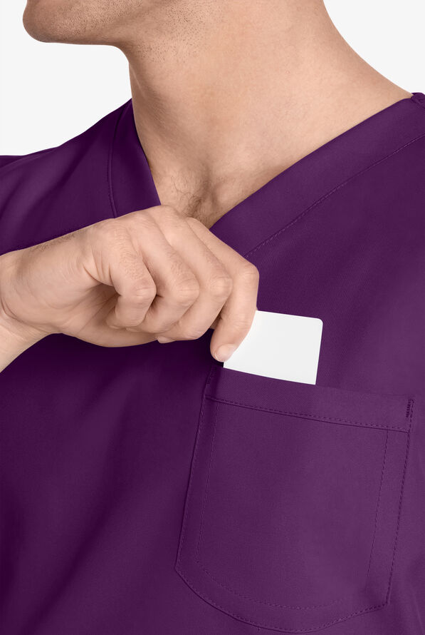 Blusa m&eacute;dica unisex Cherokee Workwear Originals Ultra con cuello en V y 1 bolsillo - Eggplant - 3