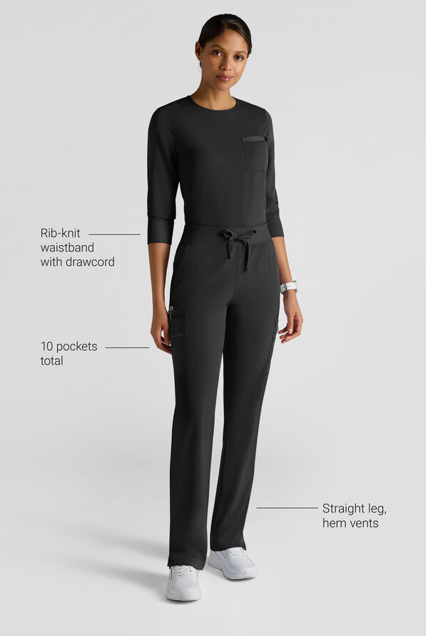 Pantalón médico WhisperLite de estilo moderno con piernas rectas para mujer - Black - 3