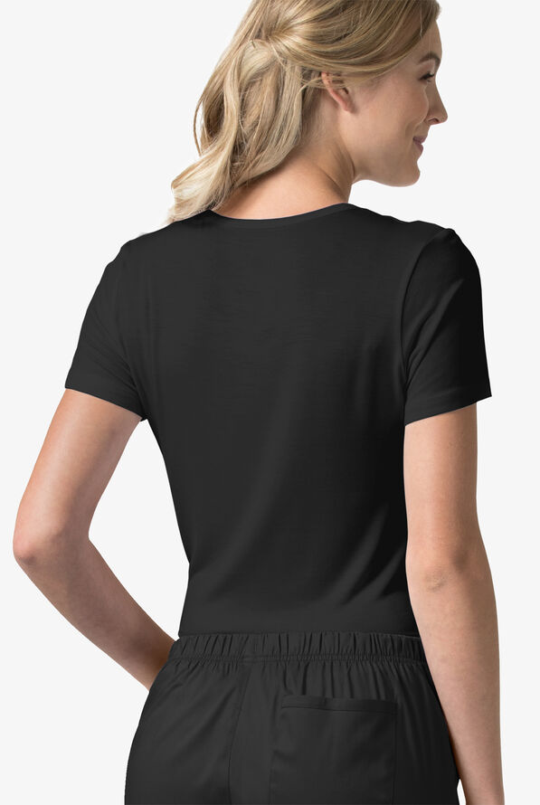 Wink Layers Women's STRETCH Silky Short Sleeve Knit Underscrub - Black - 4