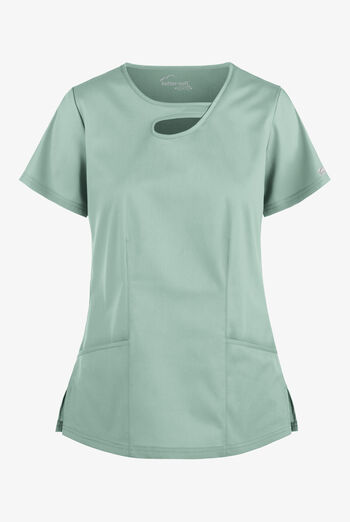 Blusa m&eacute;dica Butter-Soft STRETCH con cuello asim&eacute;trico tipo ojo de cerradura y 2 bolsillos para mujer