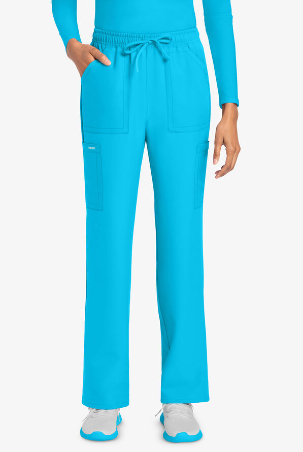 Cherokee Workwear Originals Ultra Women's 4-Pocket Drawstring Cargo Scrub Pants - Turquoise - 1
