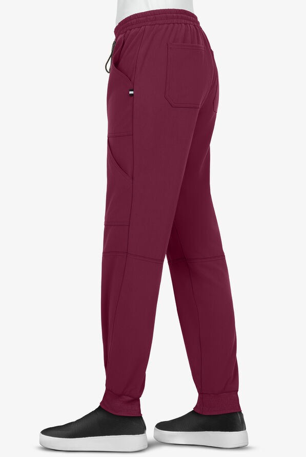 koi Next Gen Good Vibe Women's 7-Pocket STRETCH Jogger Scrub Pants - Wine - 2
