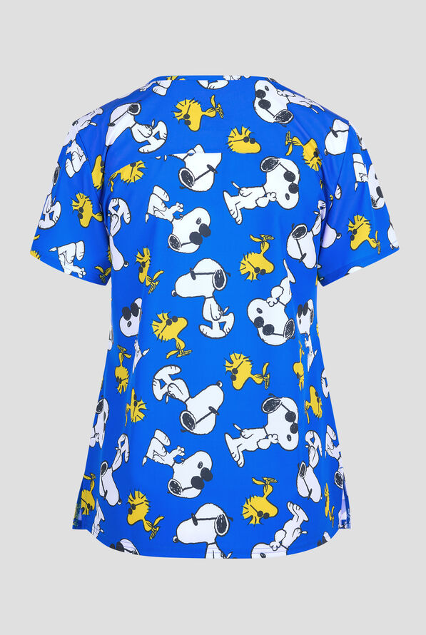 Peanuts Snoopy "Joe Cool" by Funscrubs Women's 2-Pocket STRETCH V-Neck Print Scrub Top - null - 2