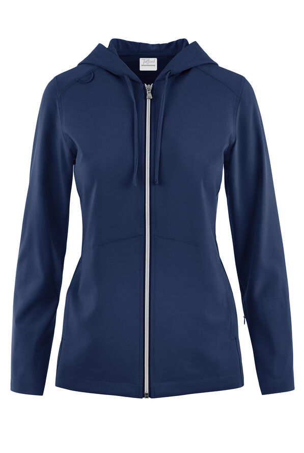 Tafford Active Selena Women's 5-Pocket Long Sleeve Zip-Front Scrub Hoodie - Navy - 1
