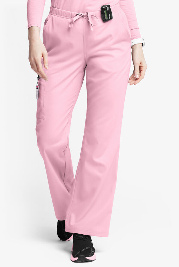 Butter-Soft Originals Women's 6-Pocket Mid Rise Flare Leg Scrub Pants - Blush - 1