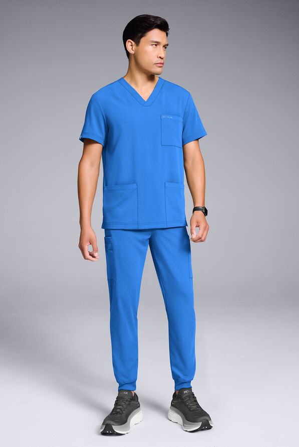 Hypothesis S-R Shift Ready Men's V-Neck & Jogger Scrub Set - Royal - 2