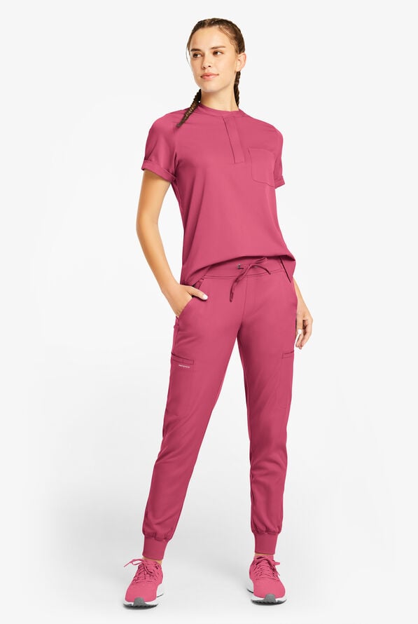 HH Works by Healing Hands Rhea Women's 6-Pocket STRETCH Cargo Jogger Scrub Pants - Cherry Wine - 4