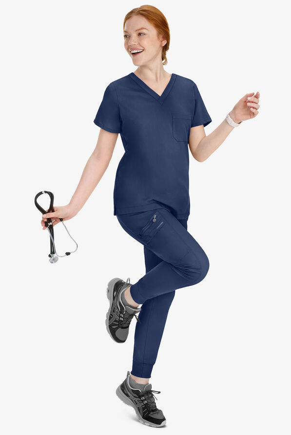 Healing Hands Purple Label Toby Women's 7-Pocket STRETCH Jogger Drawstring Scrub Pant - Navy - 6