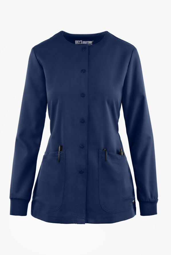 Chaqueta médica abrigada Grey's Anatomy de corte moderno con cuello redondo y 4 bolsillos para mujer - Indigo - 1