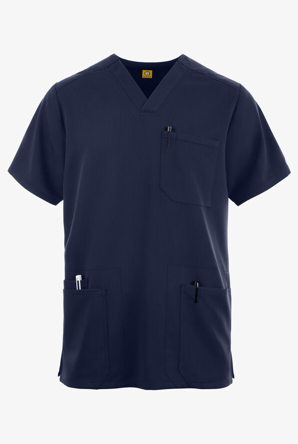 WonderWink Pro Men's 6-Pocket STRETCH V-Neck Scrub Top - Navy - 1