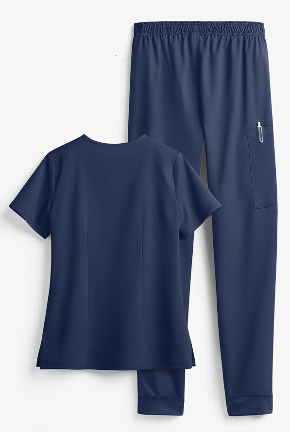 Tafford Active STRETCH Women's 5-Pocket Jogger Scrub Set - Navy - 2