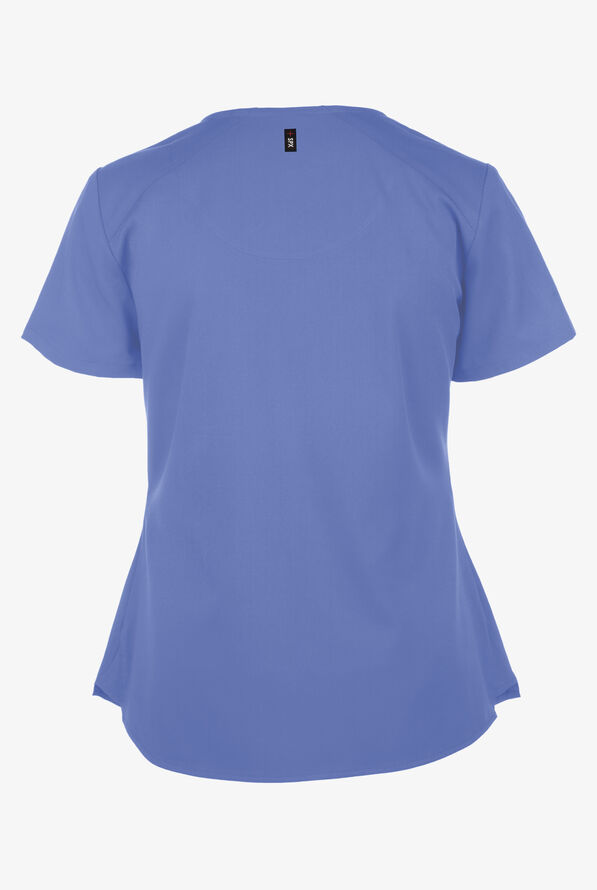 Blusa m&eacute;dica Grey&rsquo;s Anatomy Spandex STRETCH con cuello en V y 4 bolsillos para mujer - Ceil Blue - 3