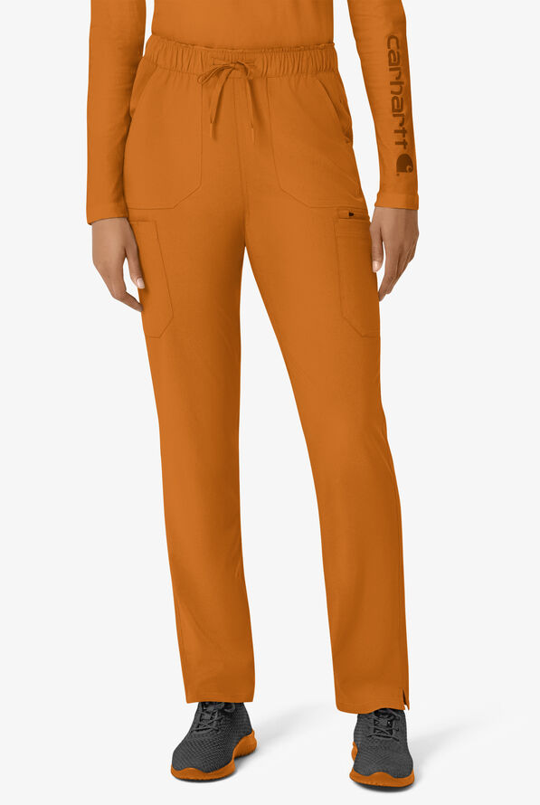 Carhartt Cross-Flex Force Women's 6-Pocket STRETCH Convertible Drawstring Cargo Scrub Pants - Fox Brown - 1