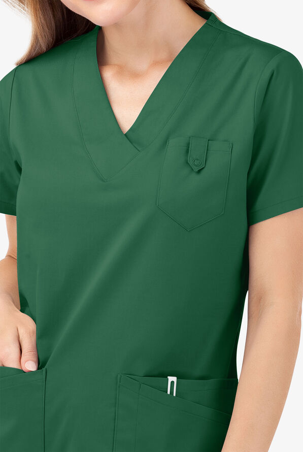 Butter-Soft STRETCH Women's 6-Pocket V-Neck Scrub Top - Hunter - 3