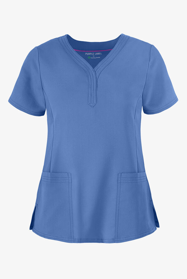 Healing Hands Purple Label Jane Women's 2-Pocket STRETCH Scrub Top - Ceil Blue - 1
