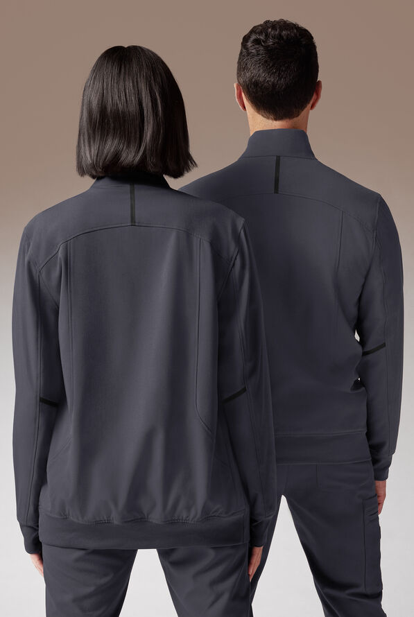 Hypothesis F-Zip Unisex Zip Front Scrub Jacket - Pewter/Jet Black - 3