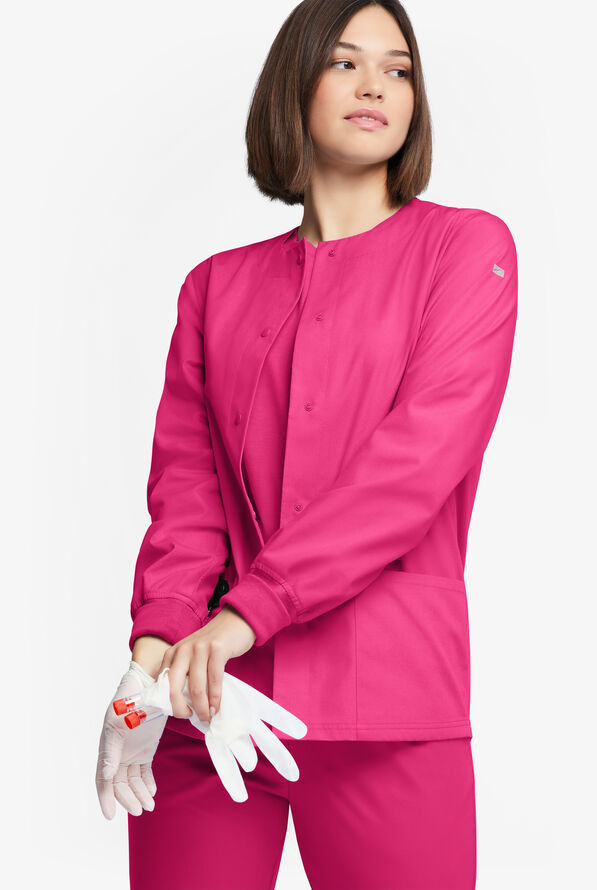 Butter-Soft Originals Women's 3-Pocket Warm-up Scrub Jacket - Fuchsia - 2