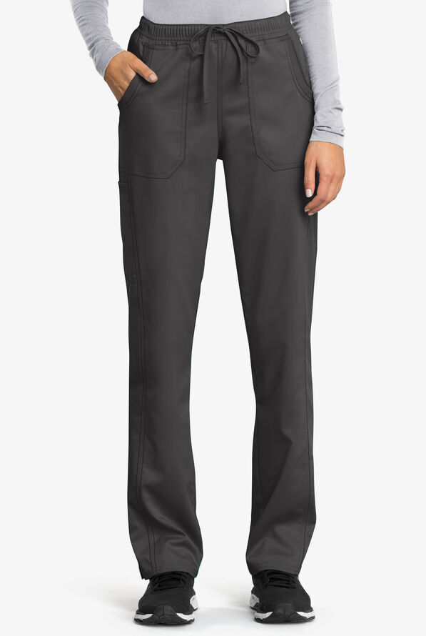 Cherokee Workwear Revolution Tech Women's 4-Pocket STRETCH Drawstring Scrub Pants - Pewter - 1