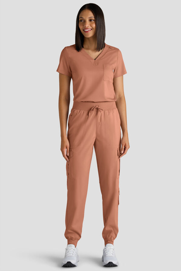 Butter-Soft STRETCH FLXTEK+ Women's 8-Pocket Cargo Jogger Scrub Pant - Tall - Terracotta - 6