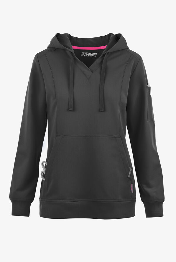 MOVEMENT by Butter-Soft Sirius Women's 4-Pocket Long Sleeve STRETCH Scrub Hoodie - Pewter - 1