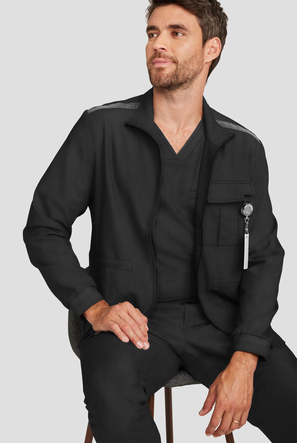 Chaqueta m&eacute;dica Healing Hands Quest STRETCH con cremallera y 3 bolsillos para hombre - Black - 3