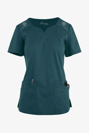 Butter-Soft STRETCH Women's 6-Pocket Crystal Bling Scrub Top
