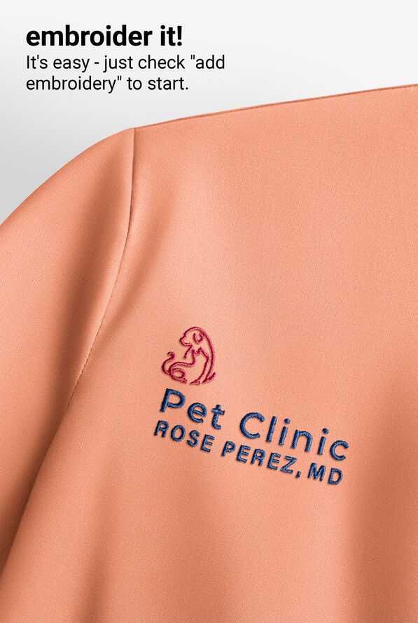 Med Couture Amp Women's 3-Pocket Hooded Zip Front Convertible Windbreaker Scrub Jacket - Coral Fusion - 3