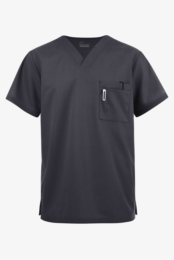 Butter-Soft Originals Men's 3-Pocket V-Neck Scrub Top - Pewter - 1