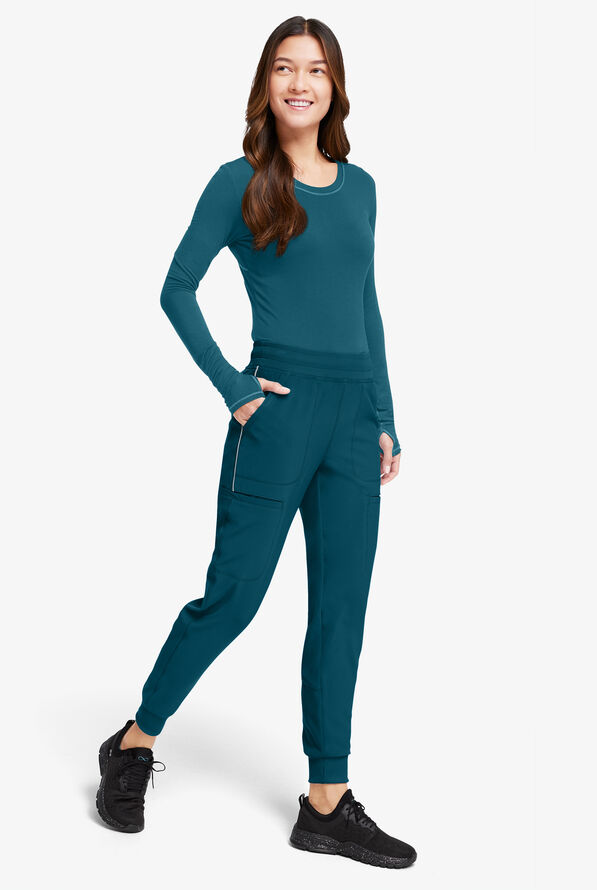 Infinity Women's 6-Pocket STRETCH Cargo Jogger Scrub Pants - Caribbean Blue - 4