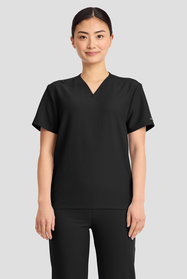 Cherokee Workwear Originals Ultra Unisex No Pockets V-Neck Scrub Top - Black - 2