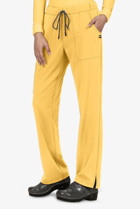 koi Next Gen Everyday Hero Women's 5-Pocket STRETCH Drawstring Cargo Scrub Pant - Butter Yellow - 1