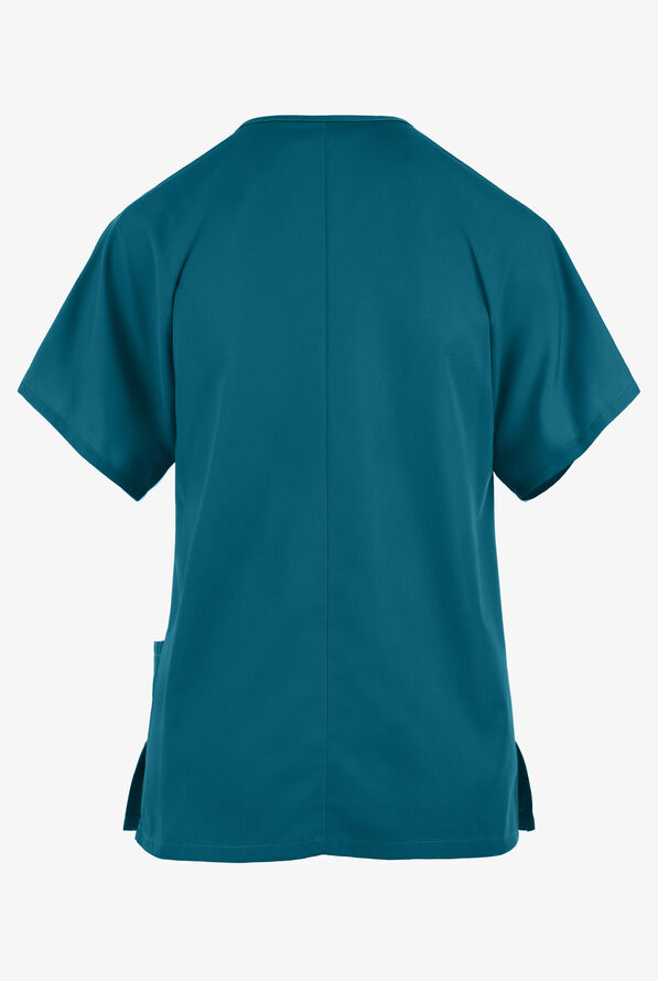 Cherokee Workwear Women's 3-Pocket V-Neck Scrub Top - Caribbean Blue - 2
