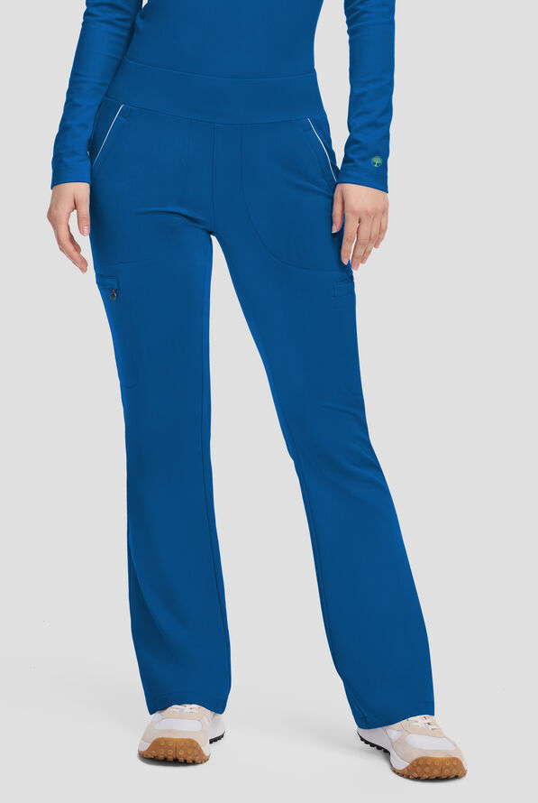 Healing Hands 360 Joelle Women's 6-Pocket STRETCH High Waist Flare Leg Scrub Pants - Petite - Royal - 1