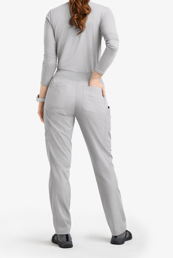Pantal&oacute;n m&eacute;dico Butter-Soft Originals de tiro medio estilo yoga con piernas entalladas y 5 bolsillos para mujer - Silver - 3