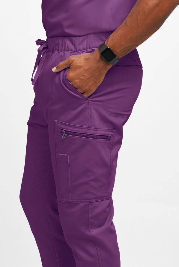 Movement by Butter-Soft Epsilon Men’s Slim 8-Pocket Stretch Cargo Scrub Pants - Eggplant - 2