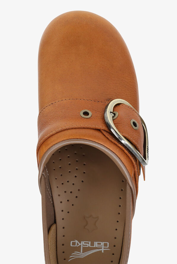 Zuecos Dansko Peason Tan Tumbled de cuero para mujer - Tan - 2