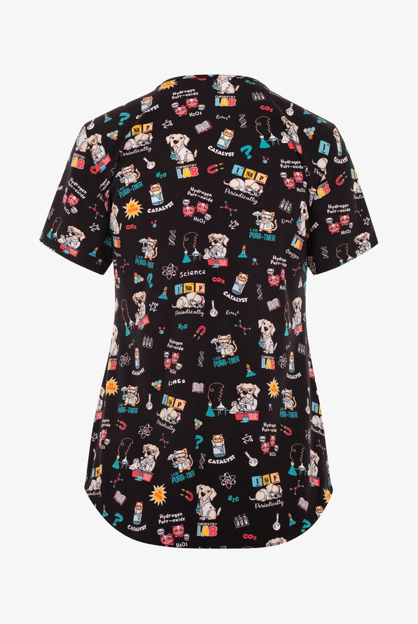 Cherokee Lab Purr-tners Women's 2-Pocket STRETCH V-Neck Print Scrub Top - null - 2