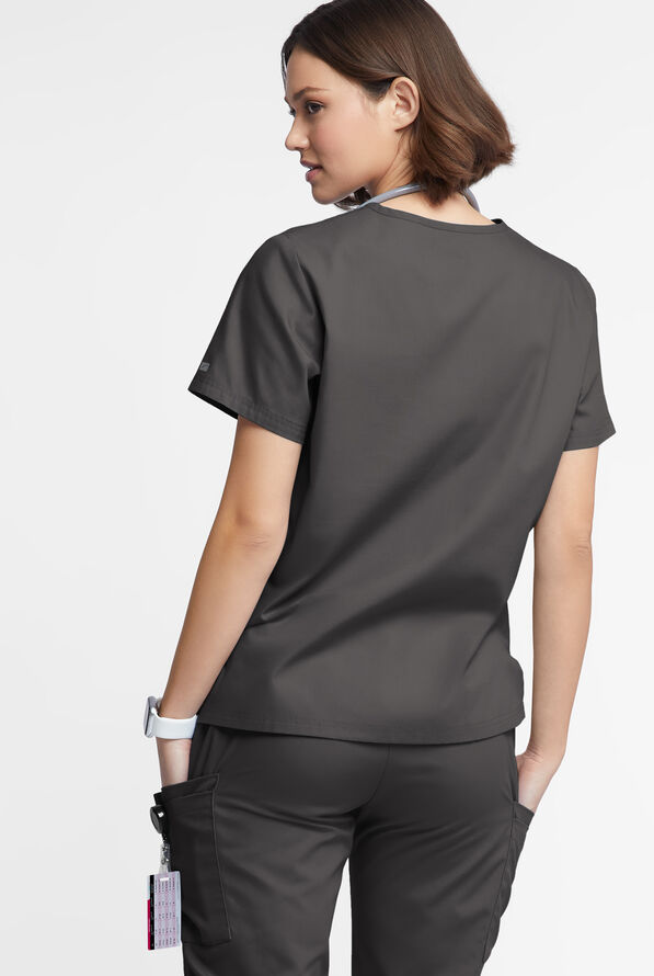 Butter-Soft Originals Women's 2-Pocket V-Neck Scrub Top - Off Black - 3