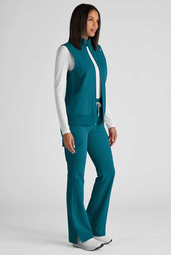 ReSurge Avon Women's 7-Pocket Flare Leg Cargo Scrub Pant - Petite - Caribbean Blue - 8