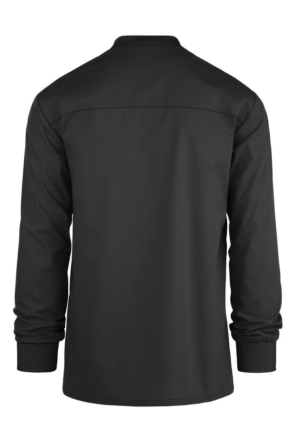 Cherokee Workwear Professionals Men's 3-Pocket STRETCH Snap Front Scrub Jacket - Black - 2